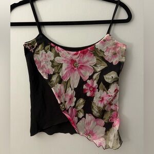 Vintage Black and Pink Floral Camisole